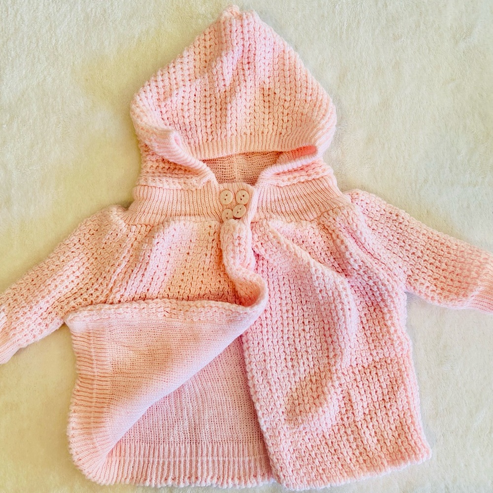 Cozy Pink Knit Baby Hoodie